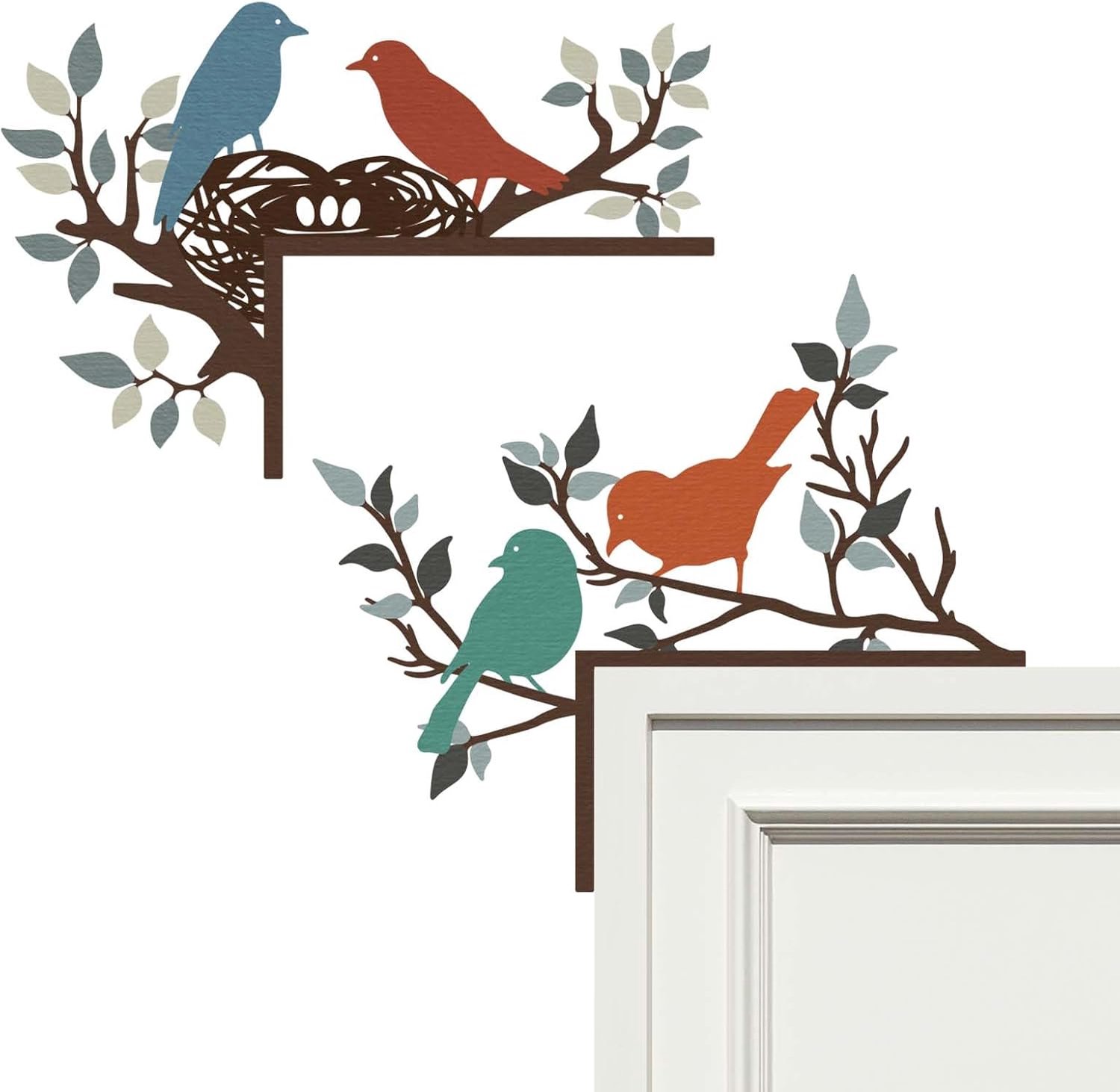 Deurkozijn decoratieset 2 stuks - metalen muurkunst - vogeltak - voor binnen en buiten - ServiceTopper