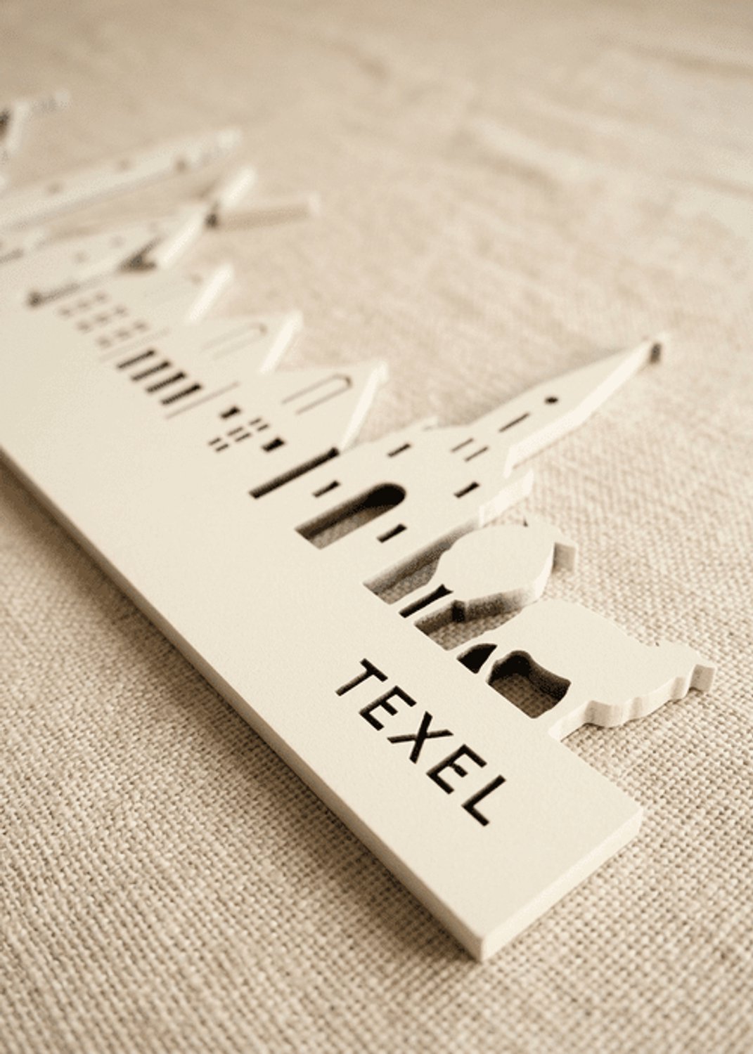 Houten Skyline Texel | Wanddecoratie voor aan de muur | Wit MDF | 100 x 20 cm