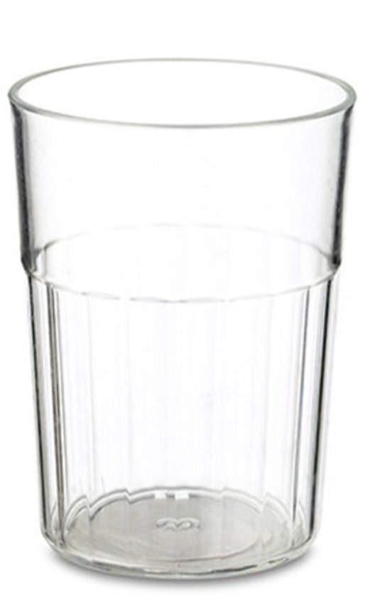 Transparante Mepal drinkbeker van 250 ml met verticale ribbels aan de onderzijde.