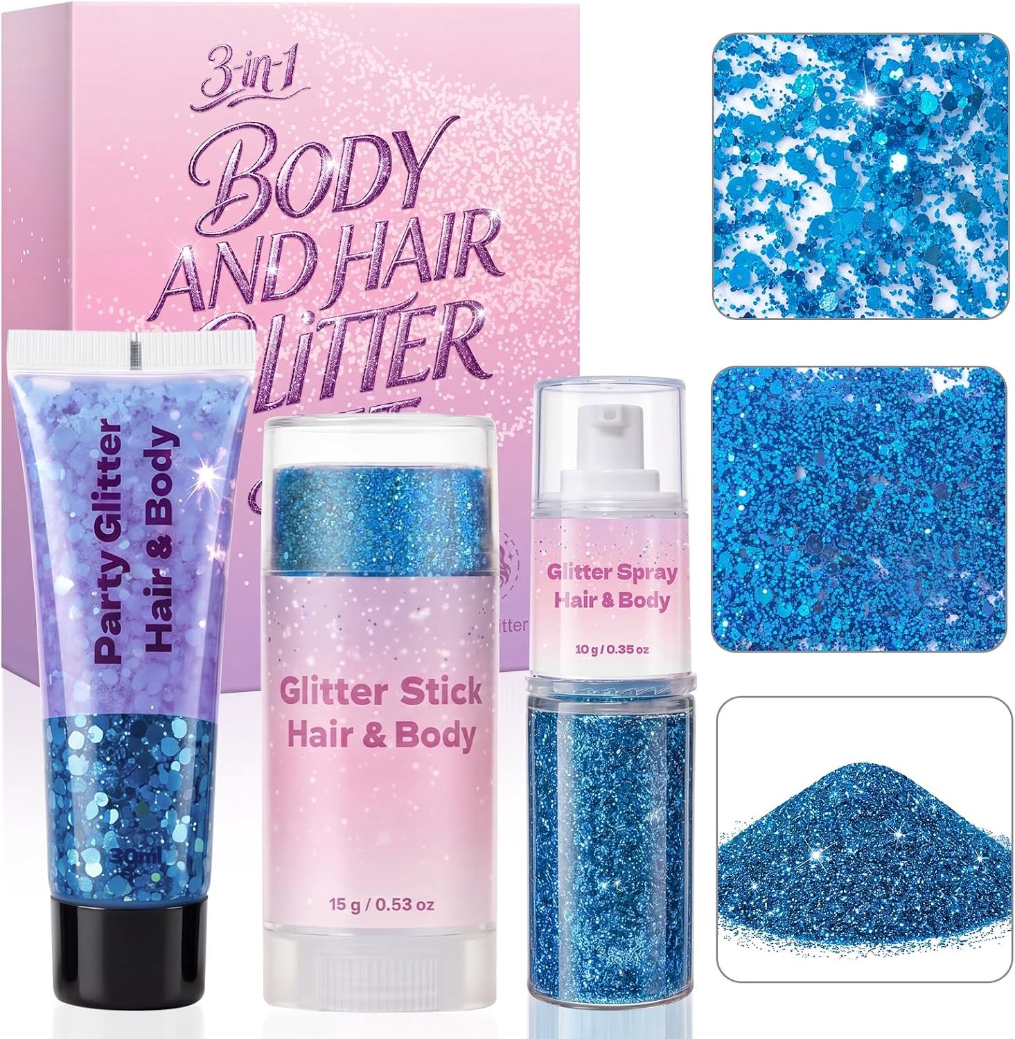 3-in-1 glitterstick voor gezicht, haar en lichaam