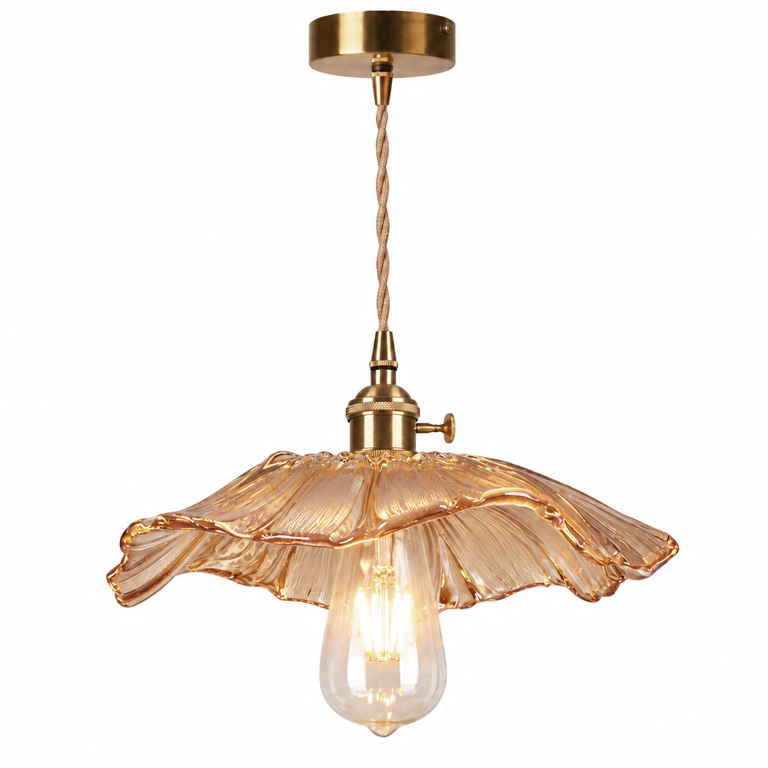 Retro LED-hanglamp met glazen bloemen - geschikt voor bars, slaapkamers, woningen en veranda's - Bruin