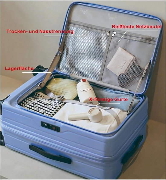 Koffer met TSA-slot, bekerhouder en haak, 24 inch, 8 wielen van Dailygoods — afbeelding 5