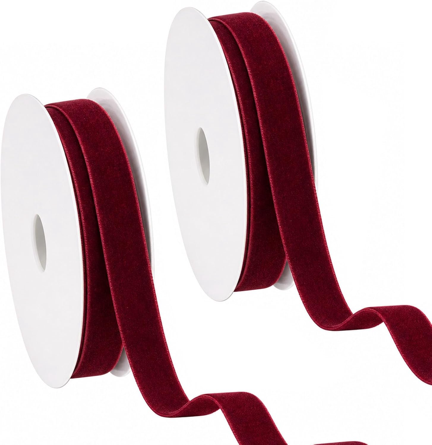 2 Rollen fluwelen lint, 1 cm x 18 meter per rol