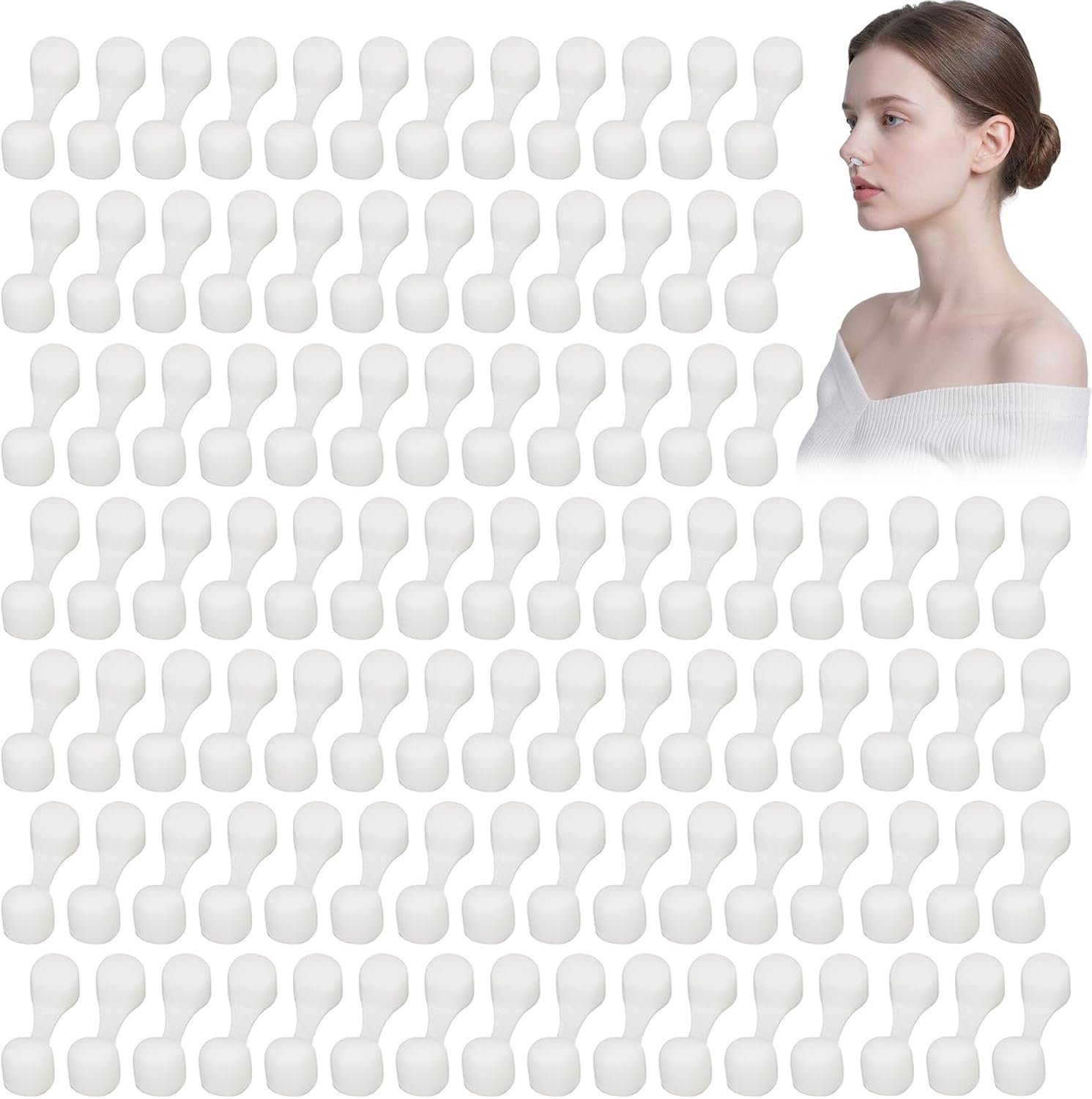 100 Stuks Neusfilters van Schuim - Neusfilters van sponsmateriaal - Nose Filters voor Allergieën en Fijnstof - Ademend en onzichtbaar - stof- en pollenafstotend - Geschikt voor gebruik thuis, op kantoor of tijdens het reizen - wit