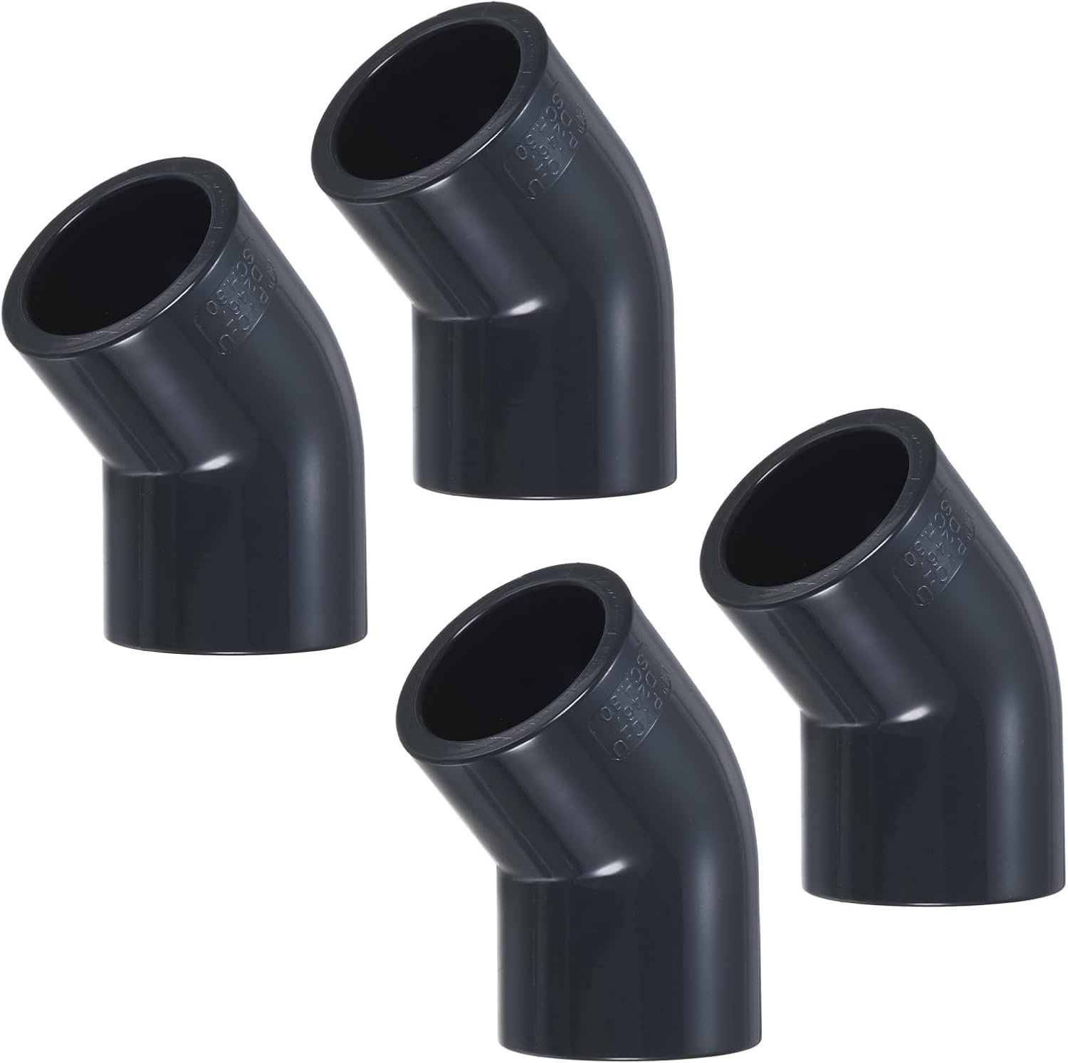 Pijpconnector 1 inch - 45 graden UPVC elleboog - multifunctioneel gebruik - 4-pack grijs - m-winkel