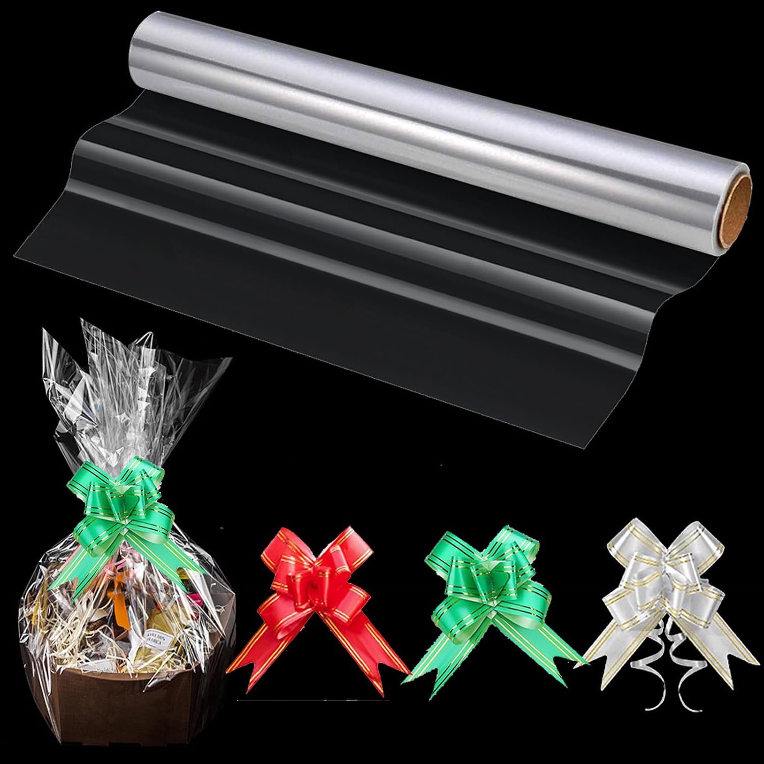 Cellofaan Wrap Roll 40 cm x 30 m - doorzichtige cellofaanwikkeling - met trekstrikken - ideaal voor cadeauverpakkingen - Vemera