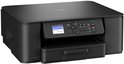 Zwarte Brother DCP-J1310W inkjetprinter met lcd-scherm, fysieke bedieningsknoppen en papierlade aan de voorzijde.