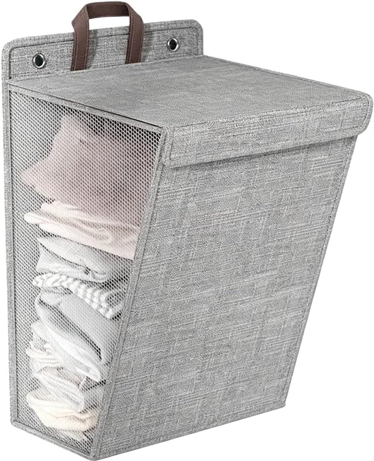 Opvouwbare wasmand voor aan de muur – Draagbare hangende wasmand voor in de kast (middengrijs)