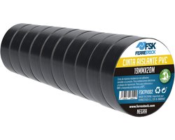 FSKTPV002 PVC-isolatietape, zwart, 19 mm x 20 mm, 10 stuks