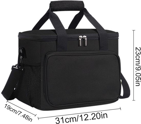 CHICFURN Lunchtas 15 L - Geisoleerd - Lekbestendig - Met Schouderriem - Zwart — afbeelding 3