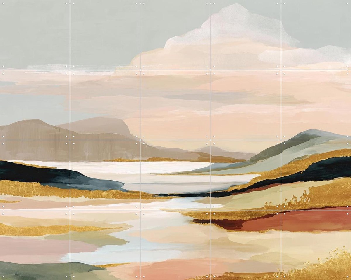 IXXI Soft Earth, Branka Kodžoman - 100 x 80 cm - Gratis ophangtool - Grote wanddecoratie en posters - Abstract, Aquarel, Trap, Eetkamer, Woonkamer