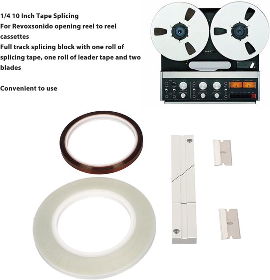 Tape Splicing Set 1/4 Inch - Universele Splicing Tape en Blok Kit voor Reel-to-Reel Recorders met Anodized Afwerking — afbeelding 2