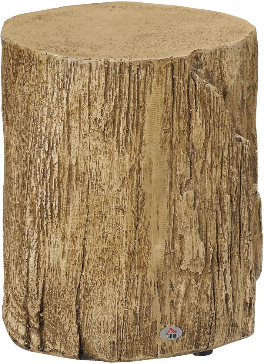 Homona Bijzettafel in boomstamplook - Met verstelbare voetjes - Ø37 x 43 cm - Bruin