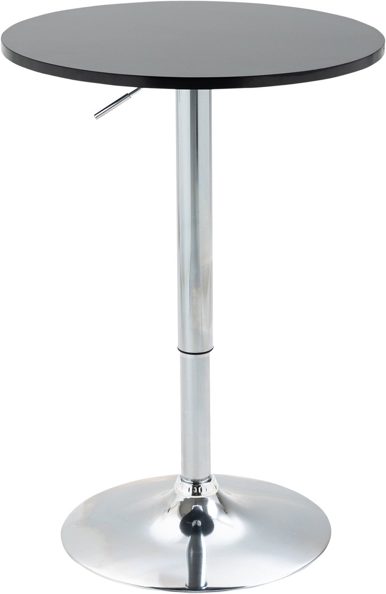 Homona Bistrotafel rond - In hoogte verstelbaar en 360° draaibaar - Met stalen frame - Ø61 x 70-90 cm - Zwart