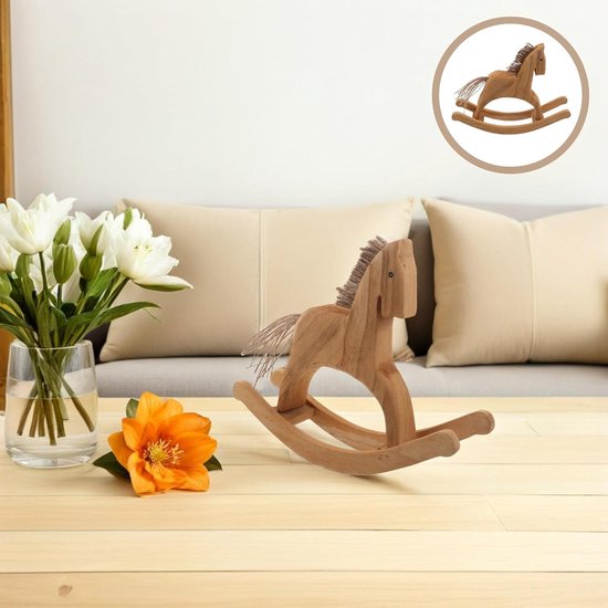Vintage Houten Hobbelpaard Beeldje Gedetailleerd Chinees Dierenriem Paard Sculptuur Stevige Houten Decoratie voor Bureau Kinderkamer Geluk Rijkdom Souvenir — afbeelding 2