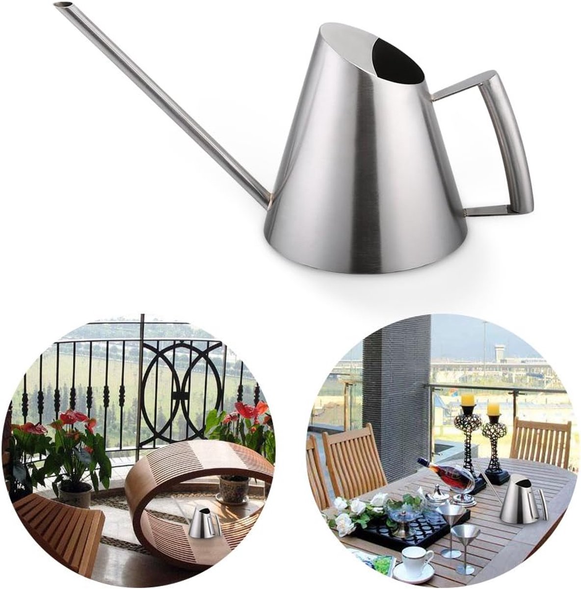 400ml Mini Moderne Stijl Roestvrijstalen Gieter Lange Uitloop Gieter Geborsteld Zilveren Pot Tuinplant Tool voor Thuiskantoor Binnen Buiten