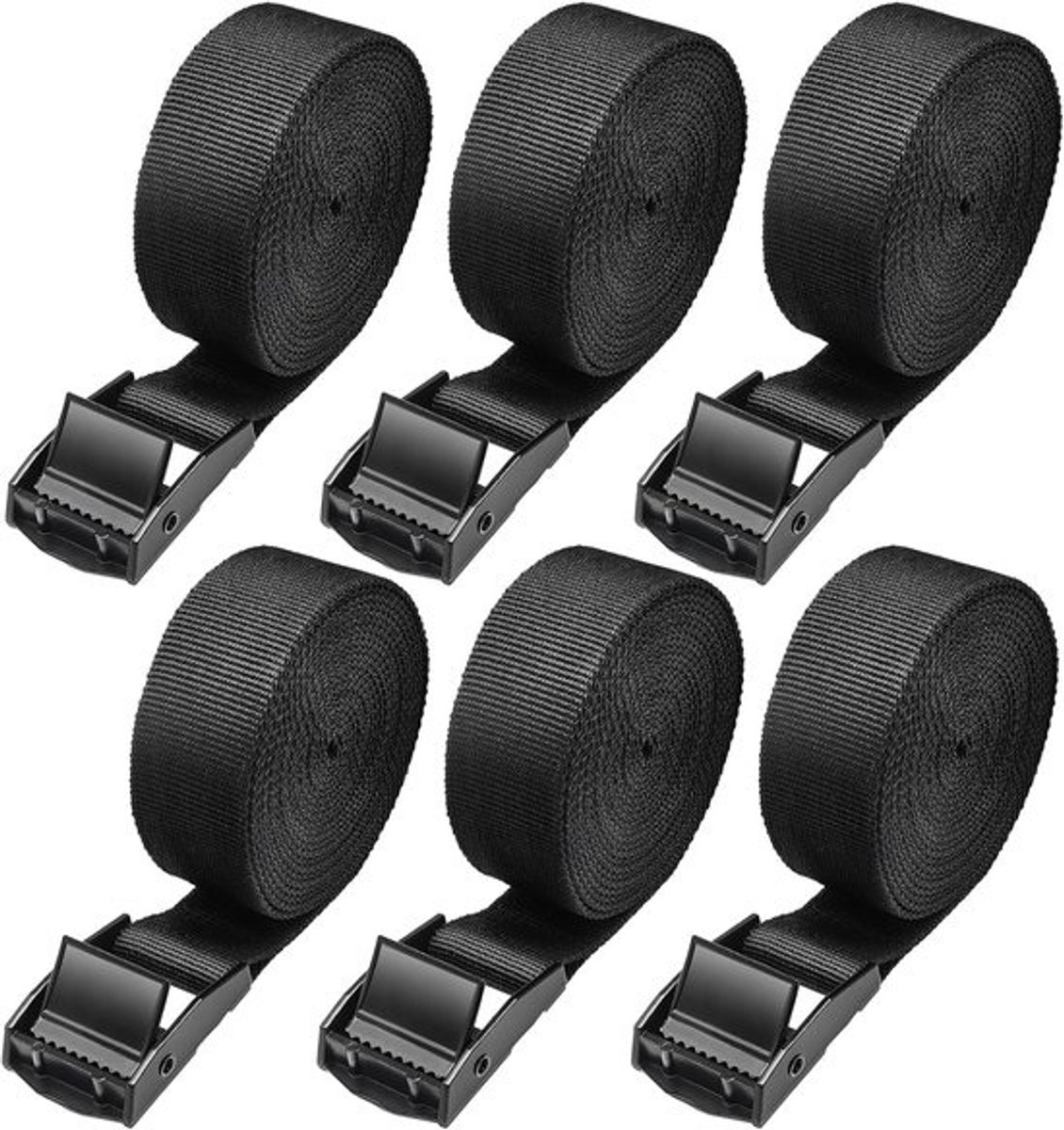 Spanbanden - 250 cm - Set van 6 verstelbare sjorbanden - tot 250 kg - roestvrijstalen gesp