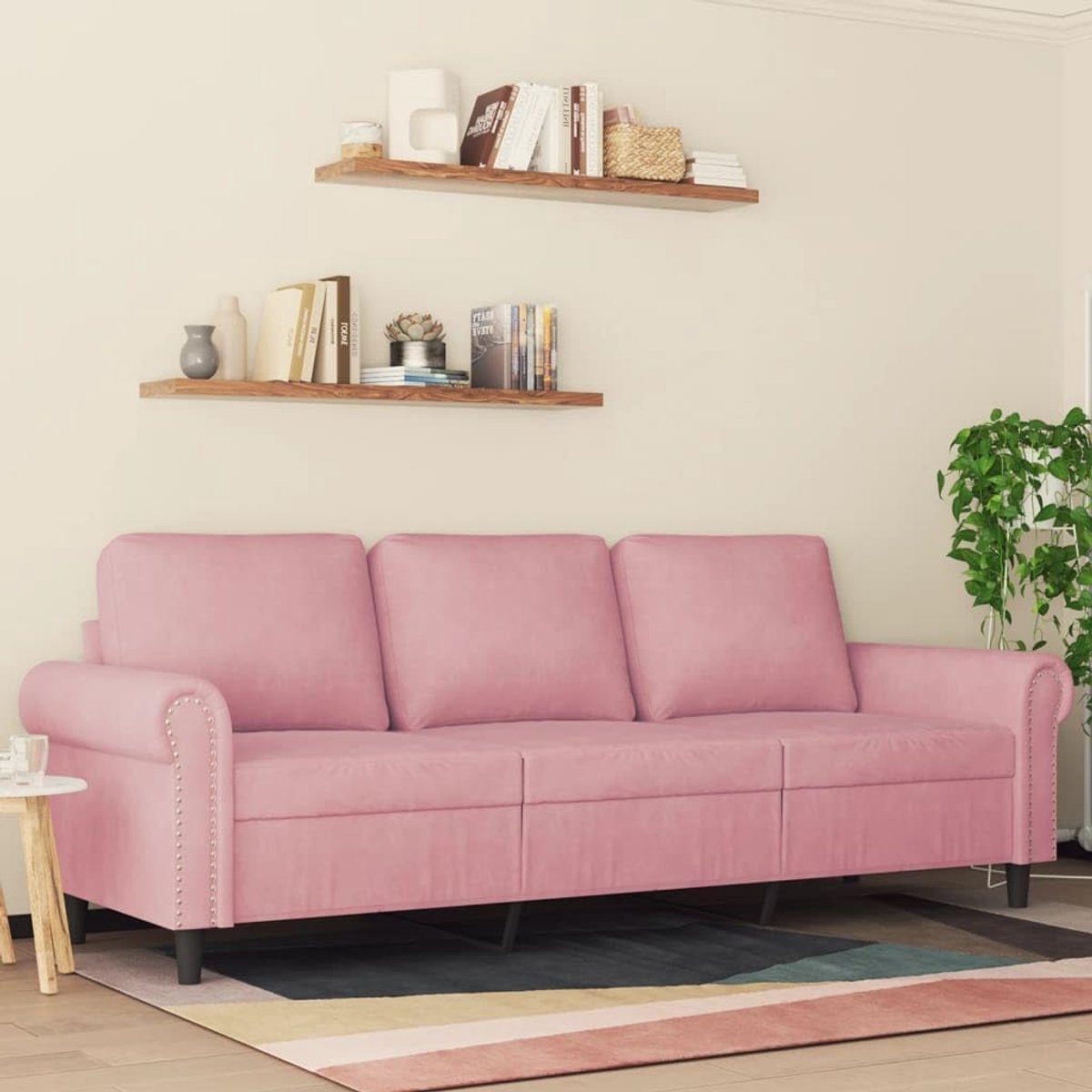 3-zitsbank roze woonkamerbank slaapkamer banken voor kantoor 180 cm fluweel