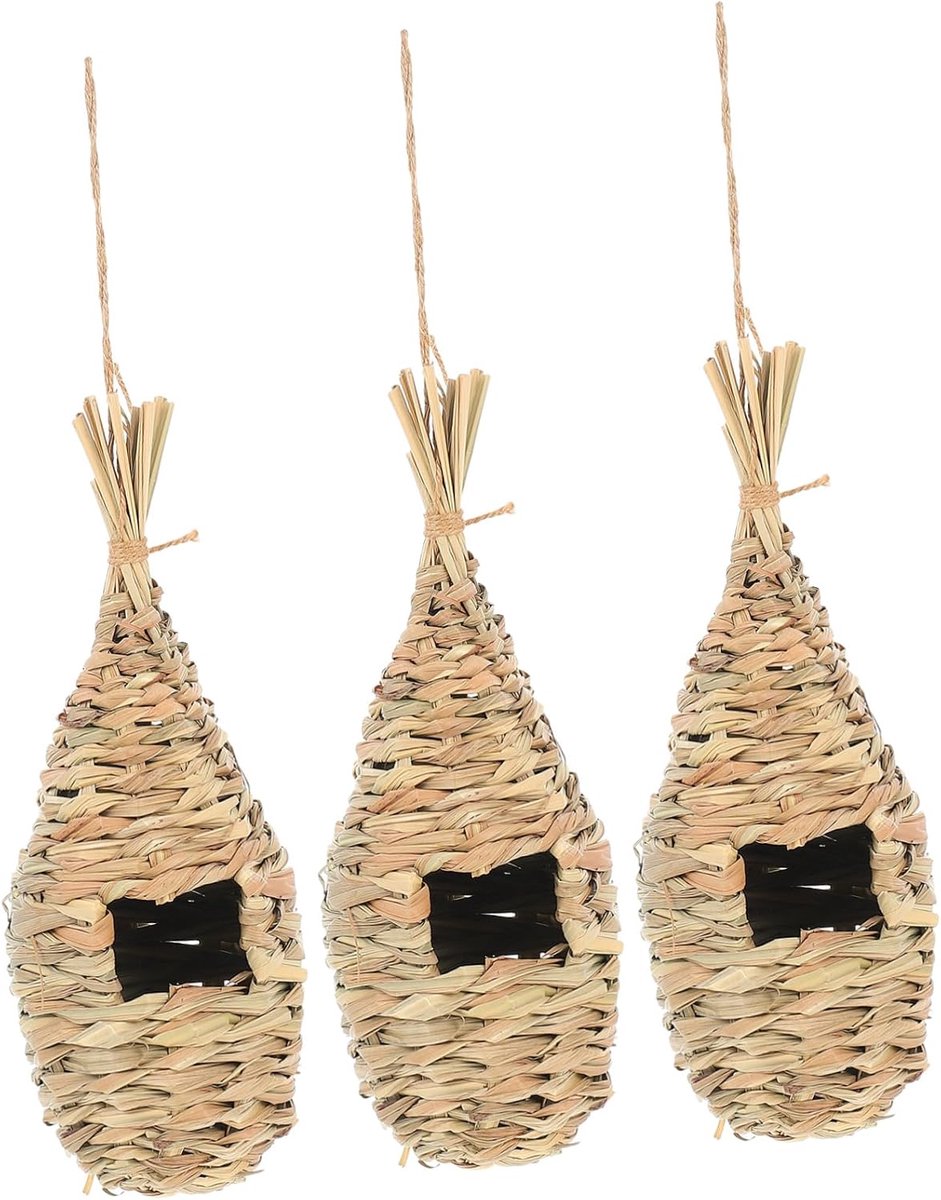 Vogelnest Vogelhuisje Decoratie Voor Woonkamer 3-pack Handgemaakte Geweven Vogelnesten Vogelvoeder Eenvoudig Te Installeren
