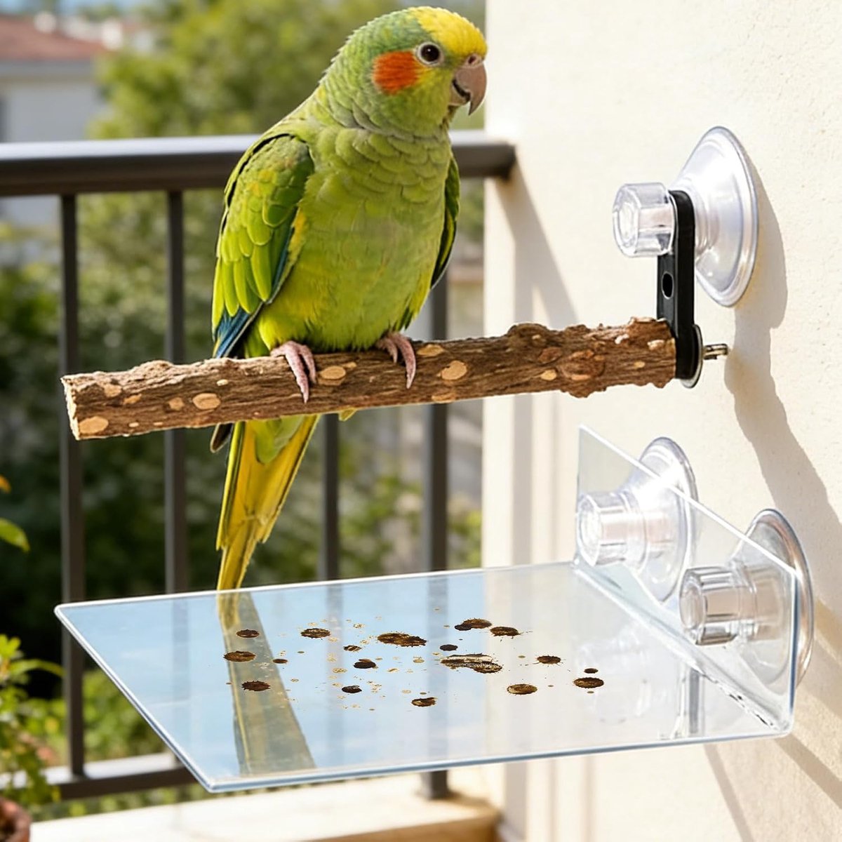 Transparante acryl opvangbak voor etensresten, voor tuin, balkon, raam, terras, binnenplaats