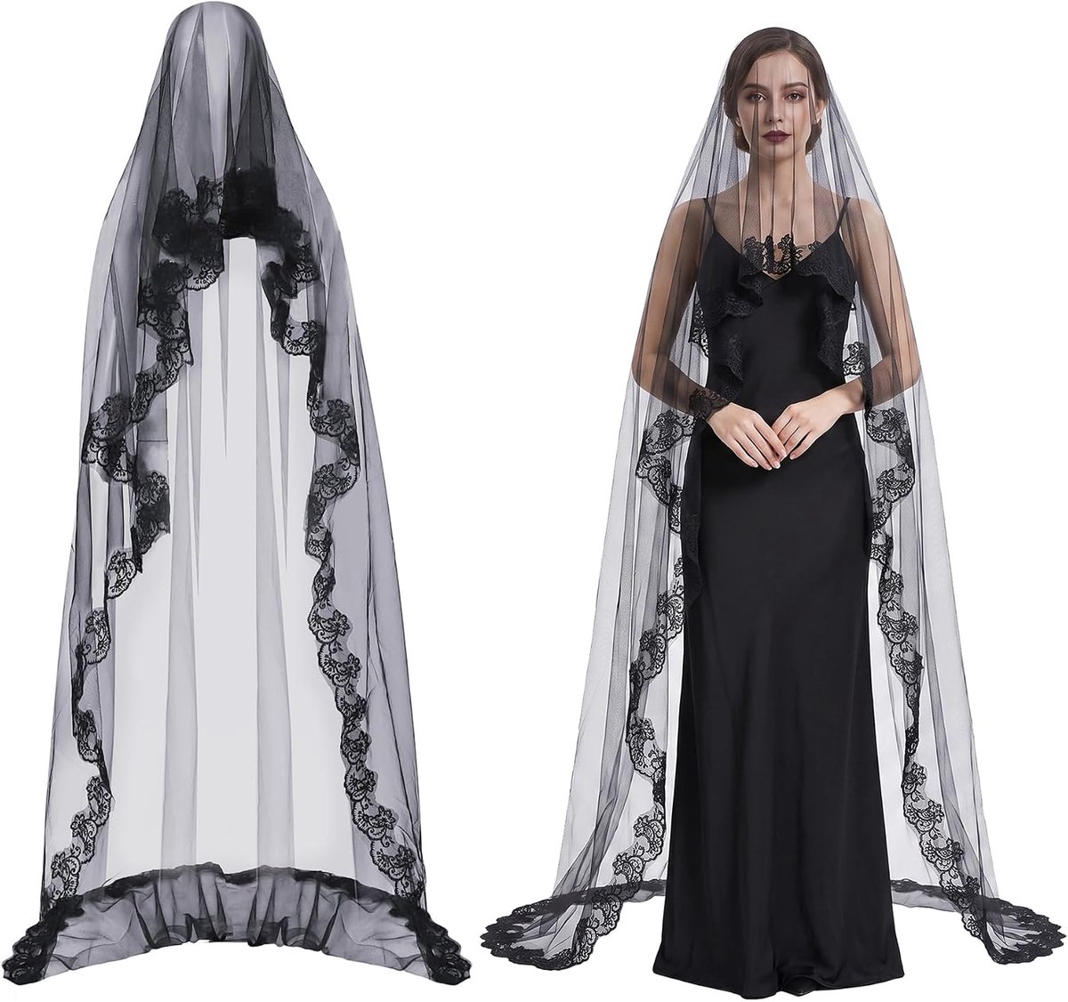 Kanten sluier, bruidssluier, geest voor Halloween, carnaval, cosplay