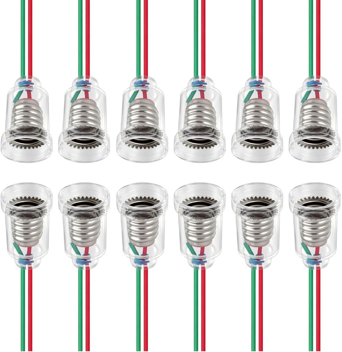 12 stuks E10-fitting met kabel 25 cm, 220 V 0,5 A 5 W E10 lampfitting, kleine lampvoet van vernikkeld koper, voorbedrade gloeilamphouder voor led-experiment, fysica onderwijs, schakeltest