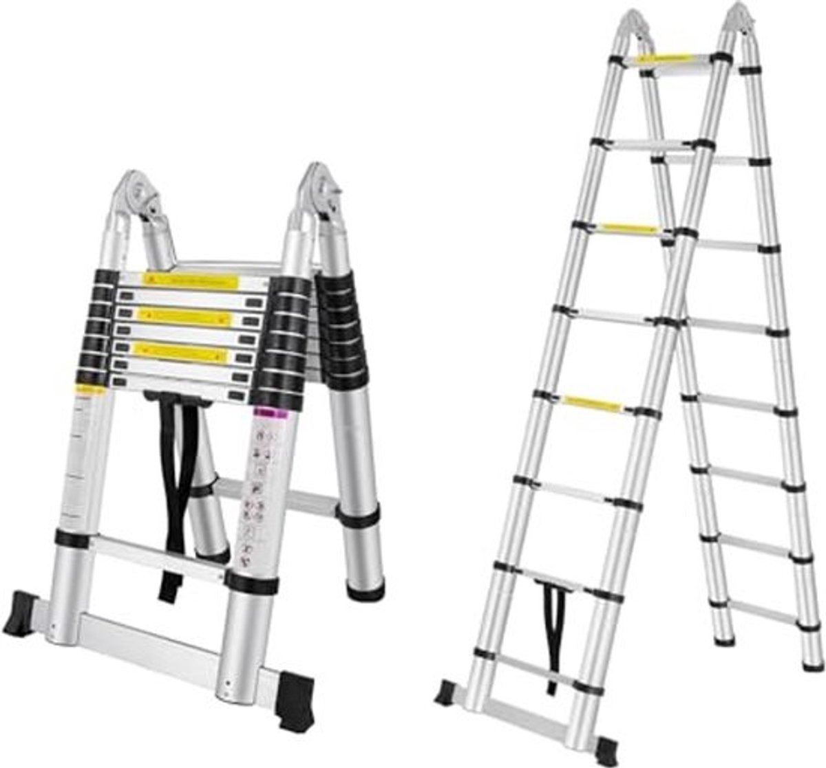 Telescopische ladder aluminium - inklapbare telescoopladder tot 5m - multifunctioneel, antislip en 150 kg draagvermogen