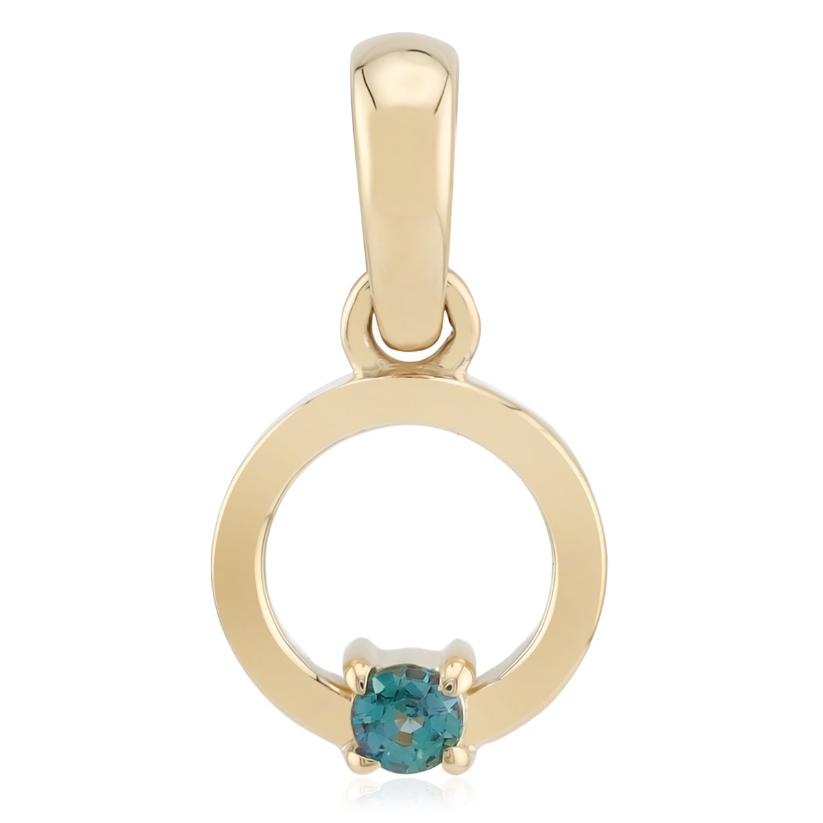 Cavill - Braziliaanse Alexandriet Hanger 0,044 ct - 9K Geelgoud - Ronde Briljant Geslepen Edelsteen - Luxe Fijne Gouden Hanger - Tijdloos Elegant