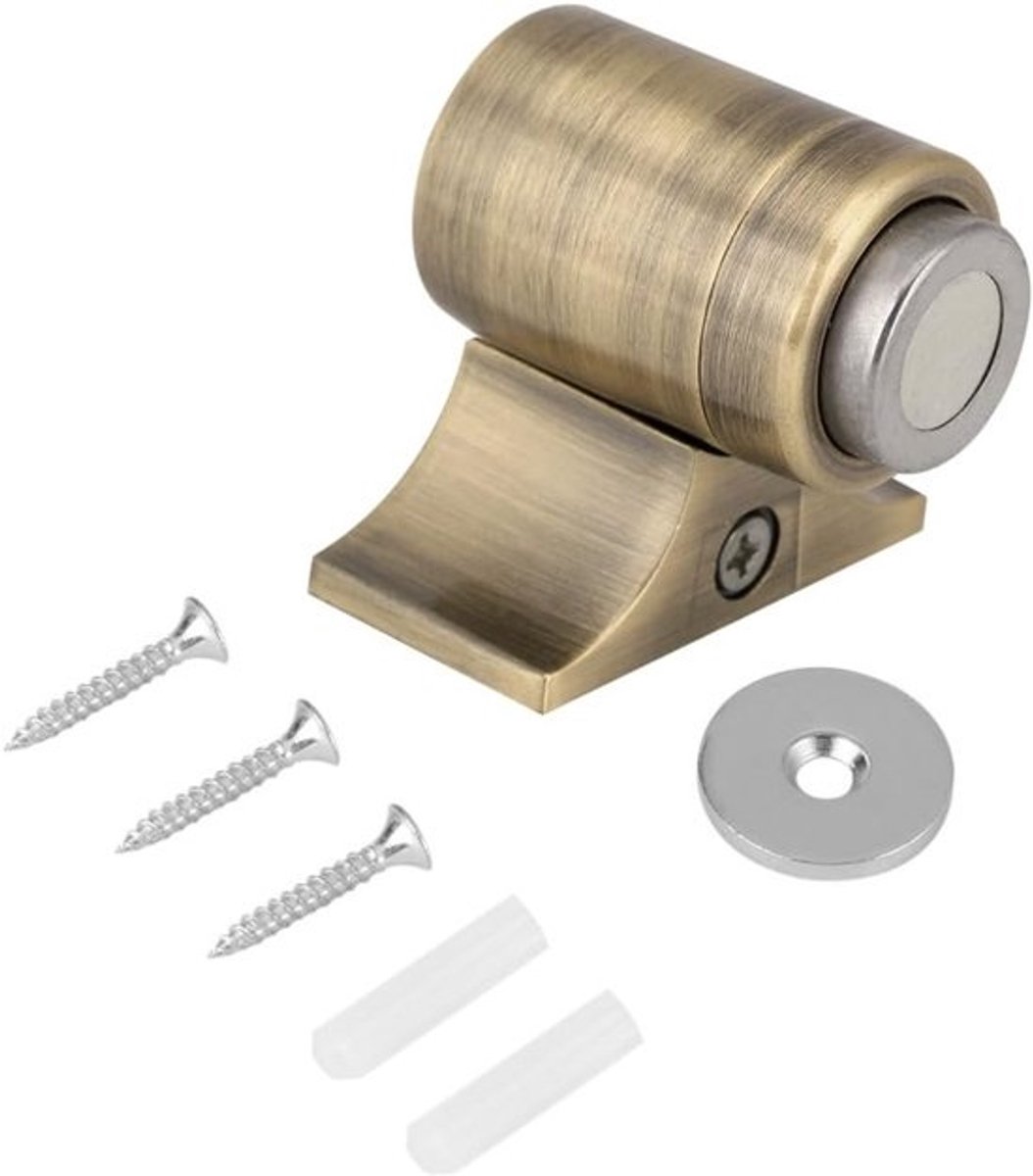 Allecto Plus - Magnetische deurstopper voor wand- of vloermontage - Roestvrij staal - Geluidsarme deurhouder met stevige, zachte vangst - Groenbrons - Duurzame deurvanger
