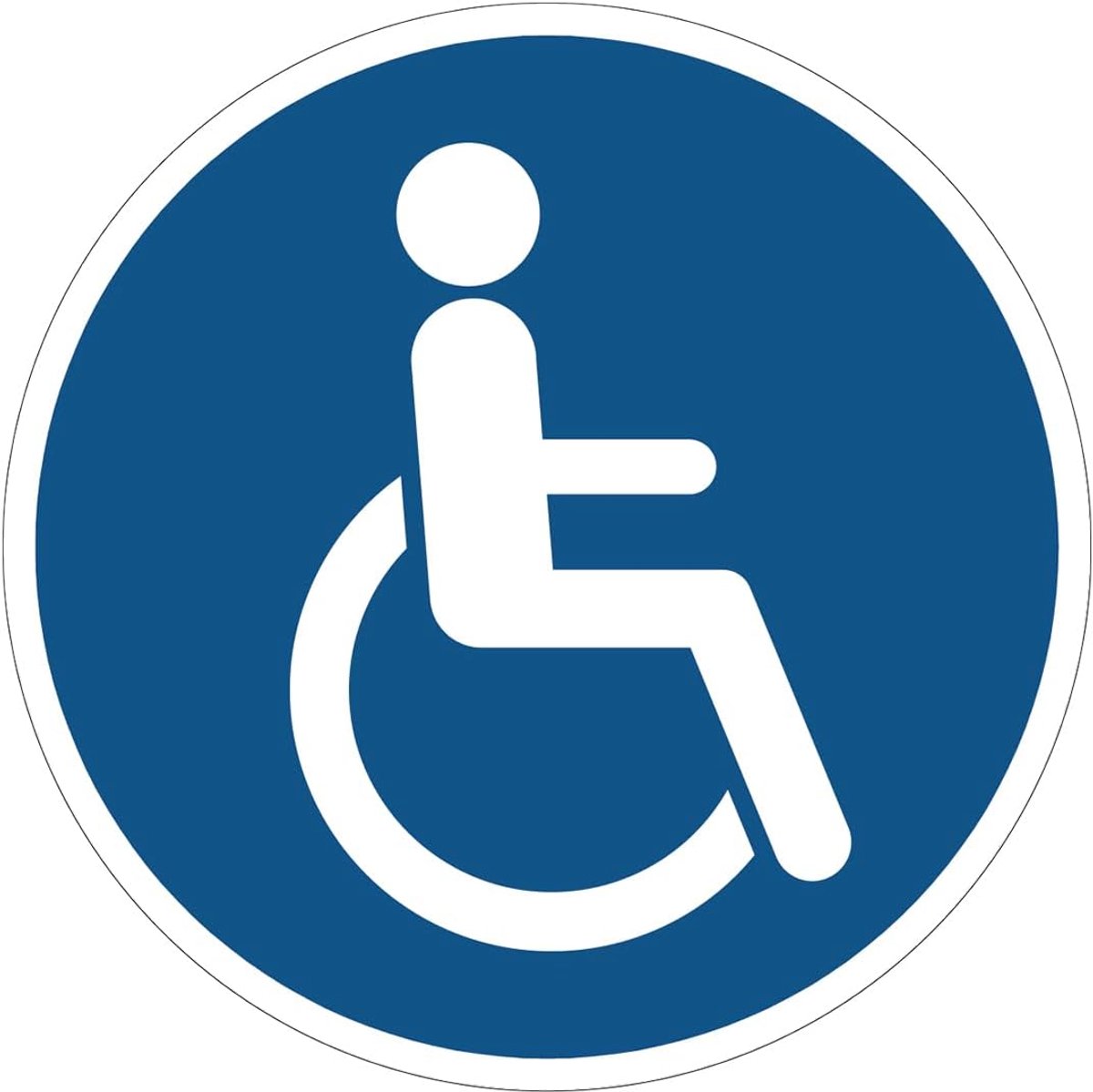 Obligation Mandatory NF ISO7010, zelfklevend, rond, gelamineerd, gelamineerd, waterdicht en uv-bestendig, doorgang voor gehandicapten - diameter 25 cm
