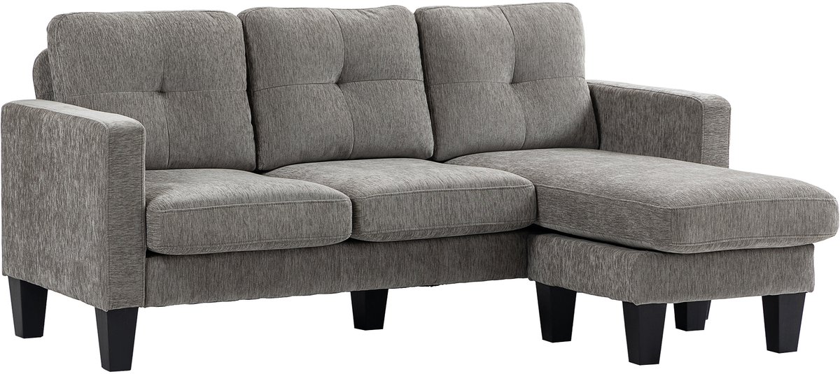 Homona Hoekbank met omkeerbare chaise longue - L-vormig - 186 x 130 x 84 cm - Grijsbruin