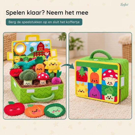 Leefico Pluche Groente & Fruit Speelset - Sensorisch Montessori Speelgoed voor Baby's en Peuters vanaf 6 Maanden en 1 Jaar van Leefico — afbeelding 5
