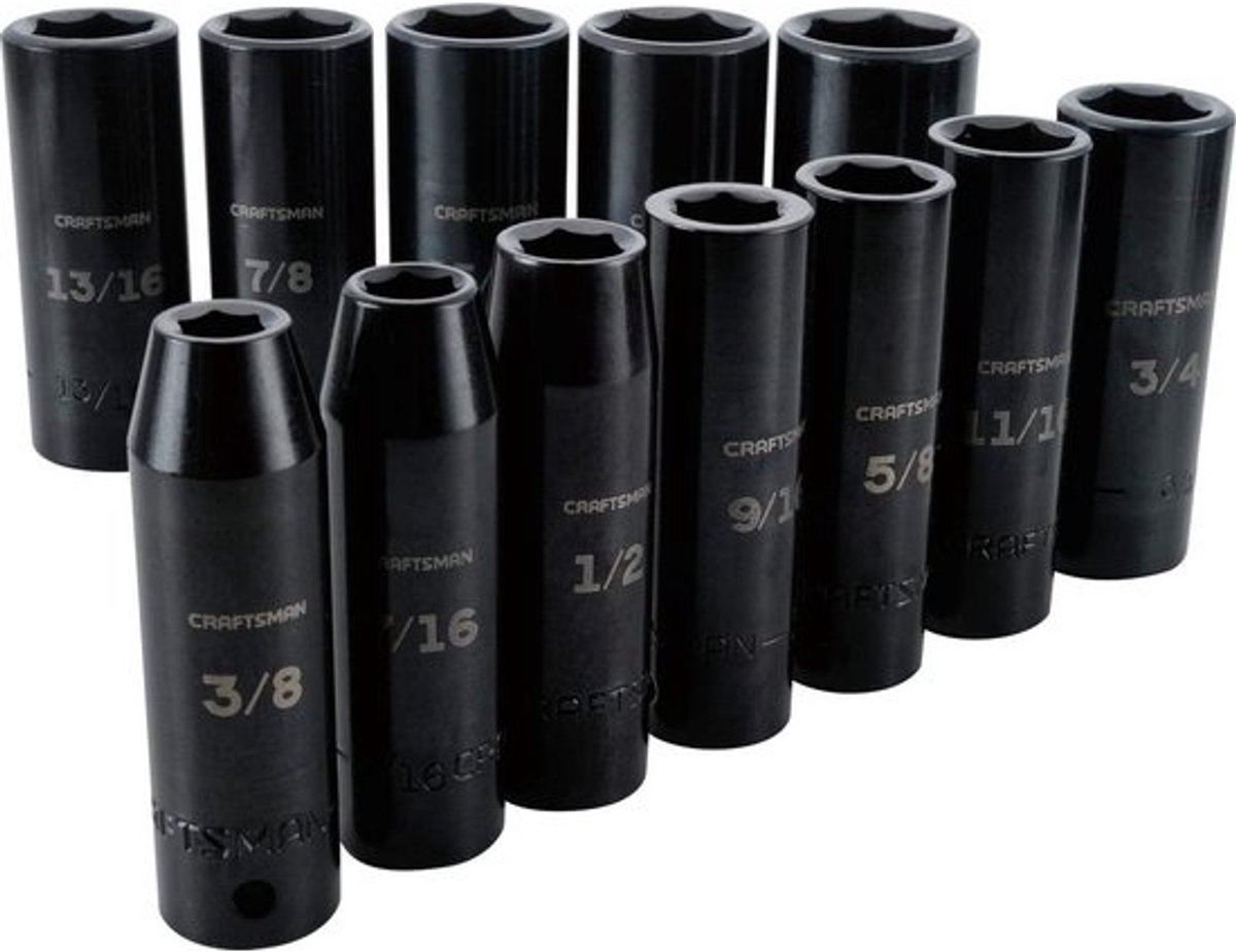 Diepe slagsleutelset - SAE 1/2 inch aandrijving - 12-delig stekkerdozenset