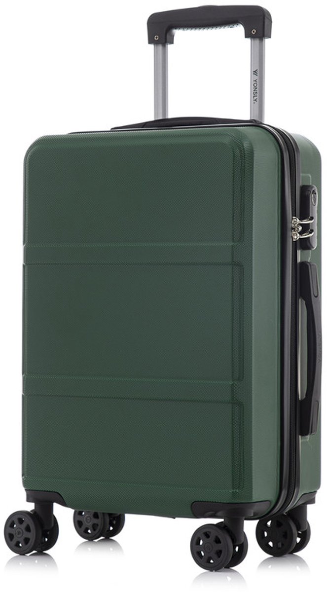 YONSLY Handbagage Koffer - 55cm - 40 L - Cijferslot- 360° Draaibare Wielen - Donkergroen