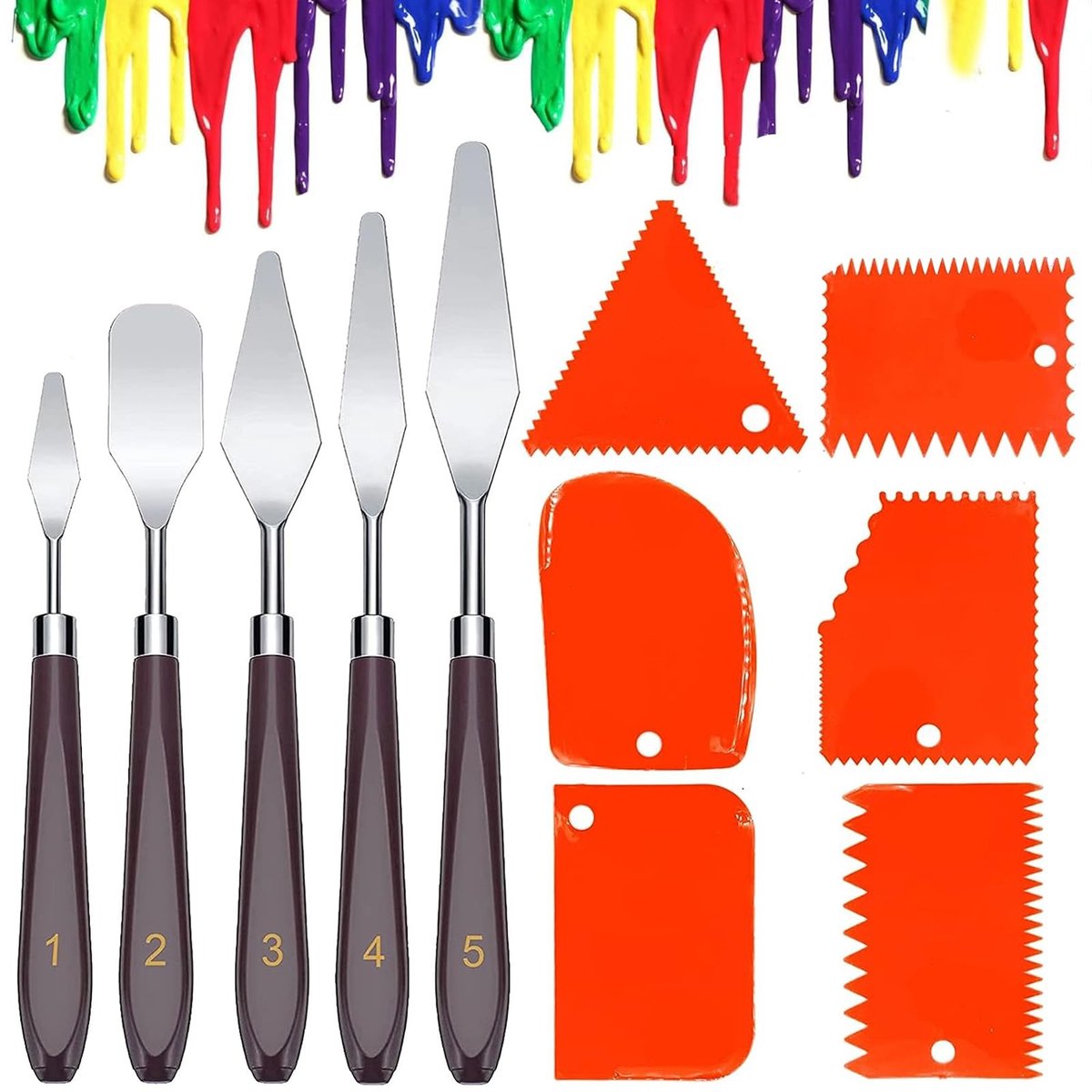 Verfmes Set van 11 Stukken - Inclusief Spatula's en Schrapers