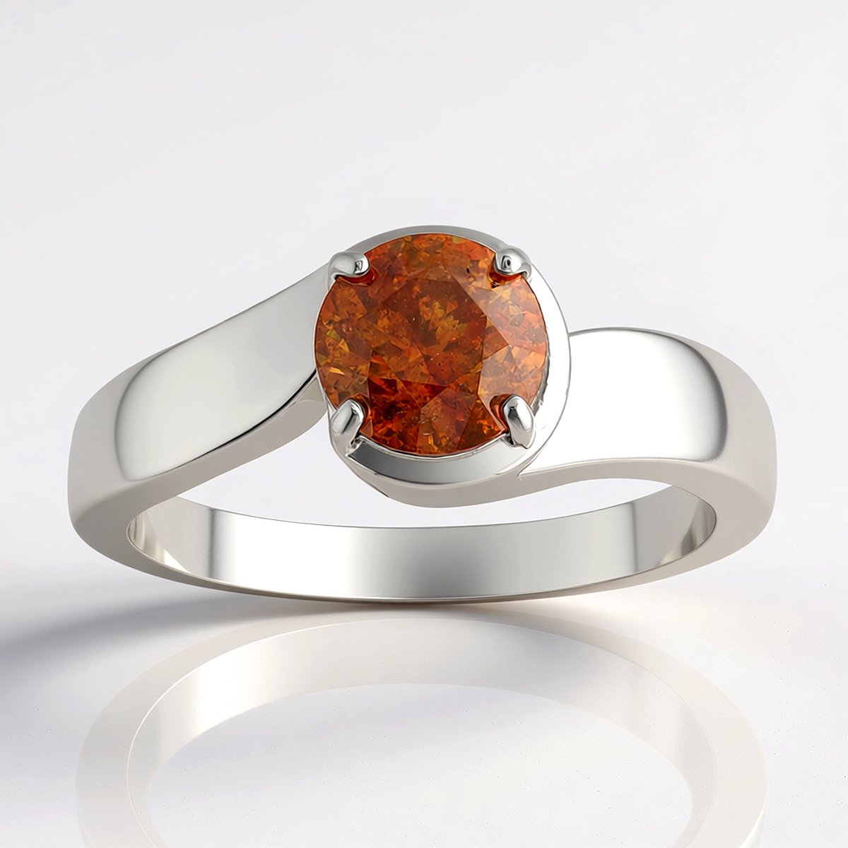 Cavill - Zilveren ring 925 sterling met 1,054 ct oranje sfaleriet - Rhodium verguld - Elegante comfortabele ring - Ronde geslepen edelsteen