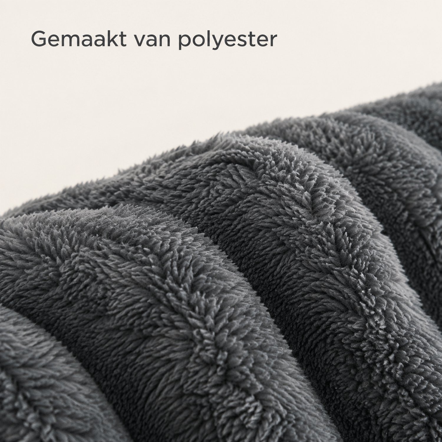 SWGOTA Donkergrijze gestreepte pluche deken 180 x 200 cm van polyester, machinewasbaar donkergrijs
