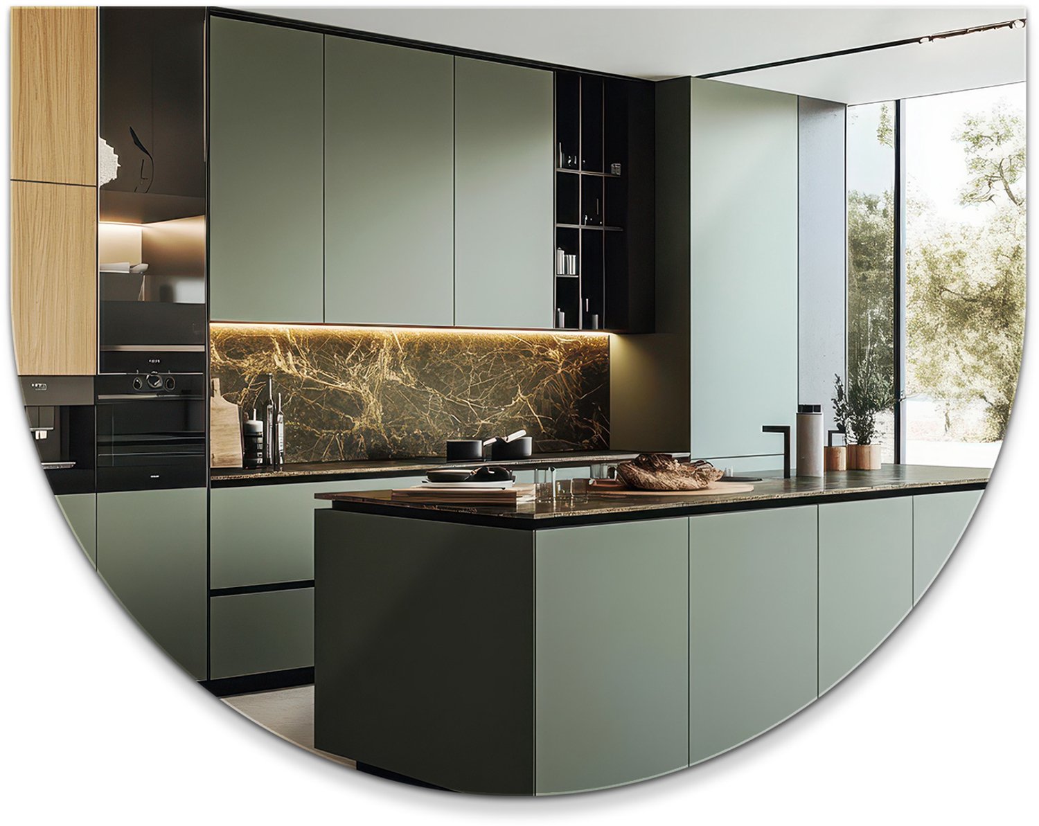 Coloray Bogenspiegel – Moderne Wandspiegel – Decoratieve Ronde Spiegel – Minimalistisch Geometrisch Design – Wanddecoratie voor Woonkamer, Slaapkamer en Hal – 70x90 cm