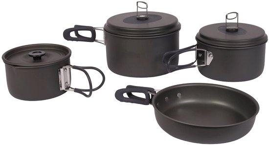 Campguru Pannenset Geanodiseerd XL - 4-delig - Kookset - Lichtgewicht - Compact - Stapelbaar - Ruime Koekenpan — afbeelding 3