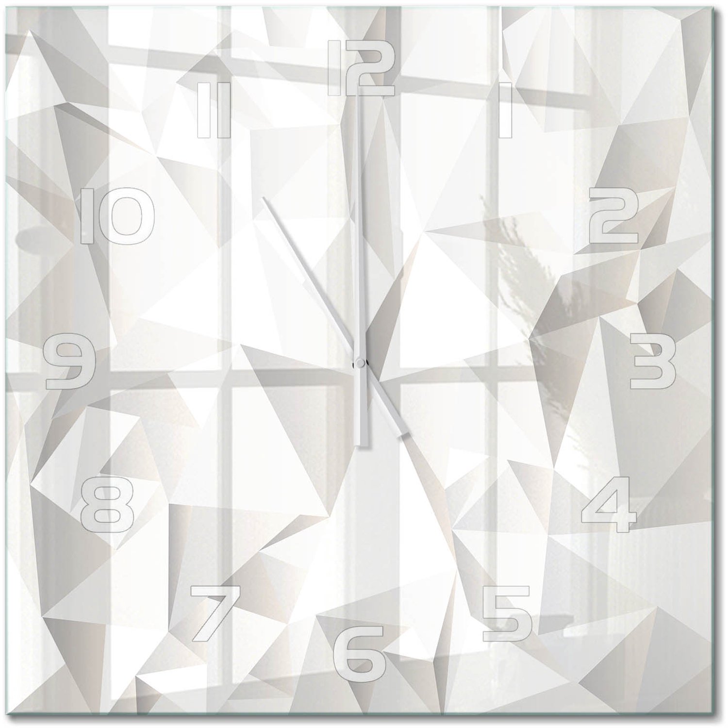 TULUP Wandklok - Abstracte achtergrond Glazen Klok Met Print - 60x60 cm - Wit Wandklok Glas Met Motief - Witte handen - Vierkante Klok - Wandklok Glas Decoratie - Gekleurde Glazen Klok