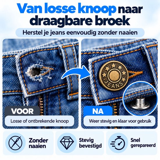 Jeansknopen 32 Stuks - 17 & 20 mm - Knopen voor Kleding - Broekknopen - Inslagknopen - Brons en Zilver — cadeau in Cadeau-ideeën - foto 3