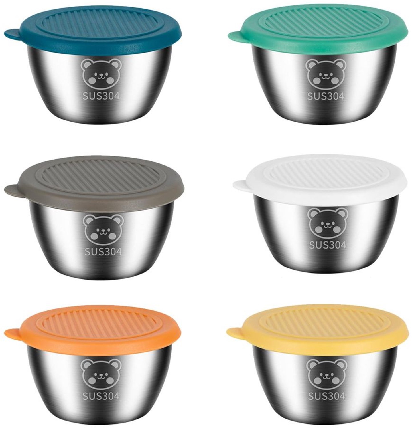 6 Stuks RVS Saladedressing Containers met Deksel