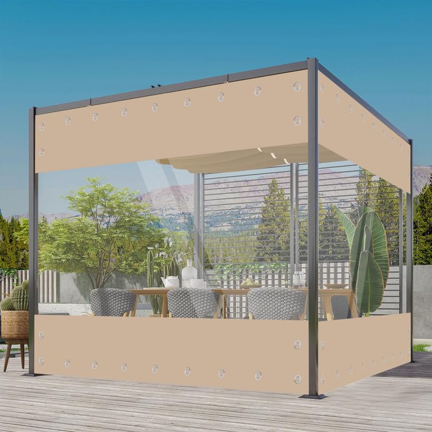 Transparante Zeil met Oogjes, Waterdicht, 420 g/m², 2.4 x 3 m