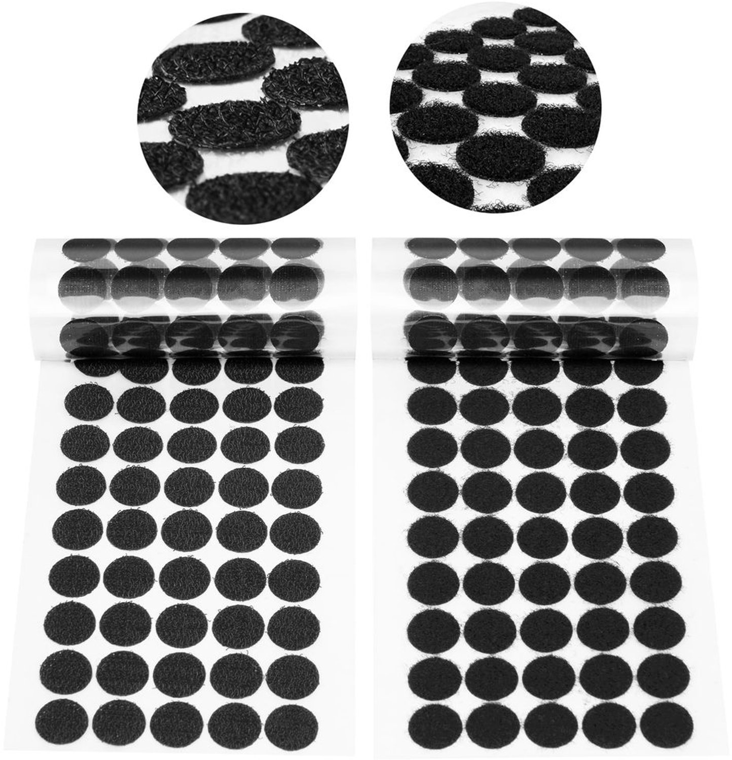 Ronde Klittenbandstickers, 510 Paar Dubbelzijdig Plakband, Zwart