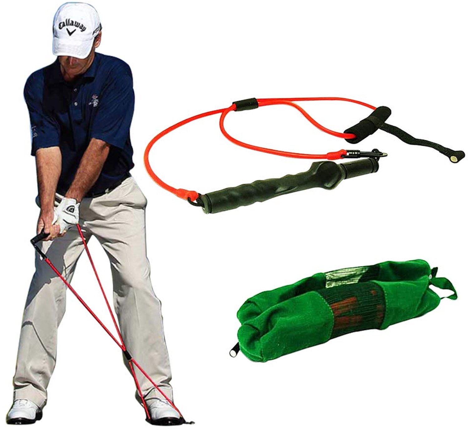Golf Exerciser met Weerstandsbanden - Compact en Draagbaar - Rood
