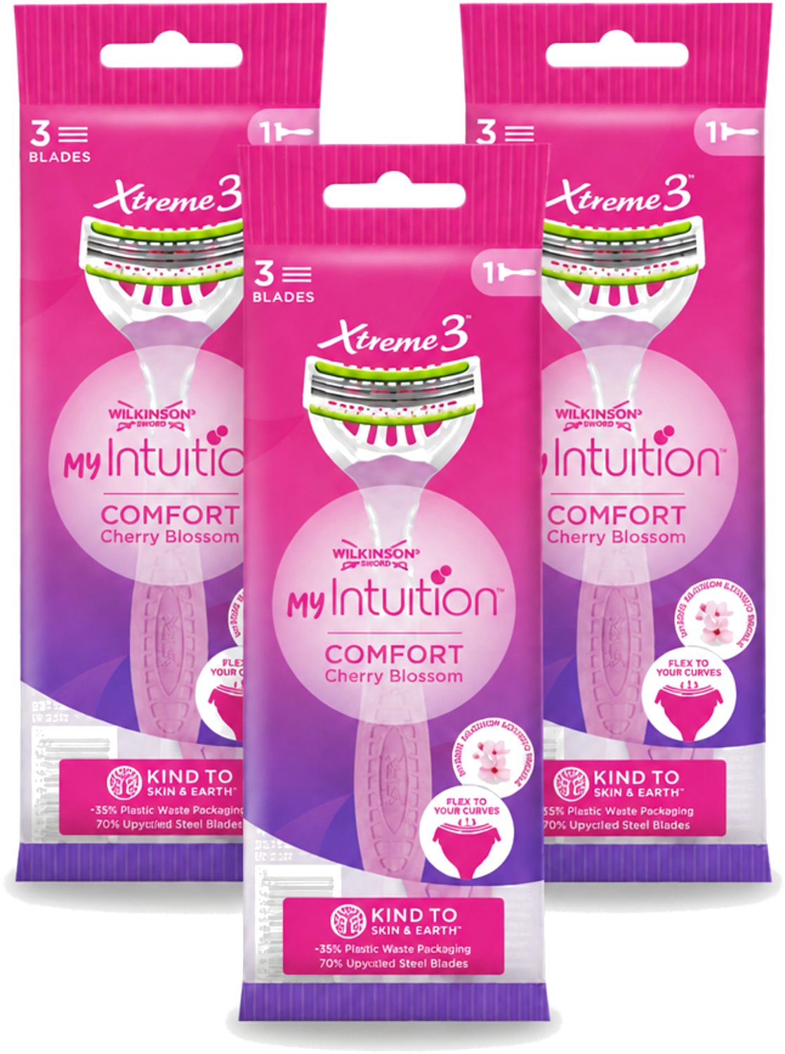 3 x Wilkinson - Wegwerpscheermesjes - Xtreme 3 My Intuition - Comfortabel - 1 scheermesje - Voordeelverpakking - 3 stuks