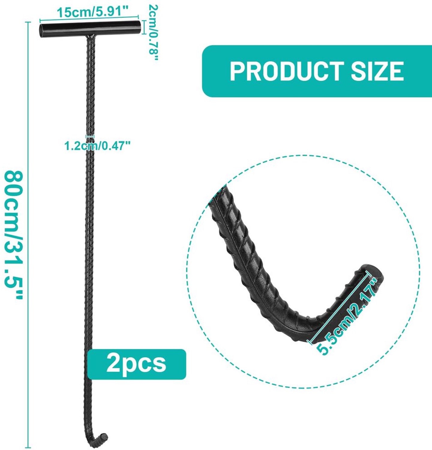 Putdekselhaak 80cm met T-handvat - Heavy Duty Staal voor Afvoerputten