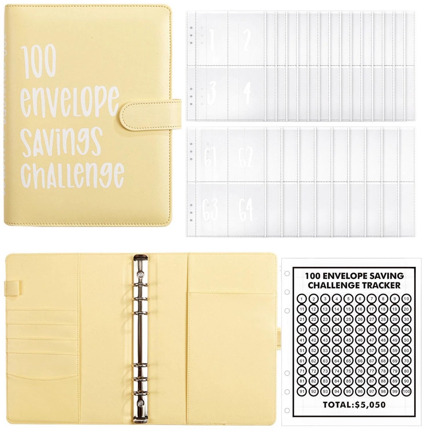 Spaarboek A5 - Kunstleer - 100 Enveloppen - Budgetplanner - Geldbesparende Map - Waterdicht - Flexibel Ontwerp - Budgetboek
