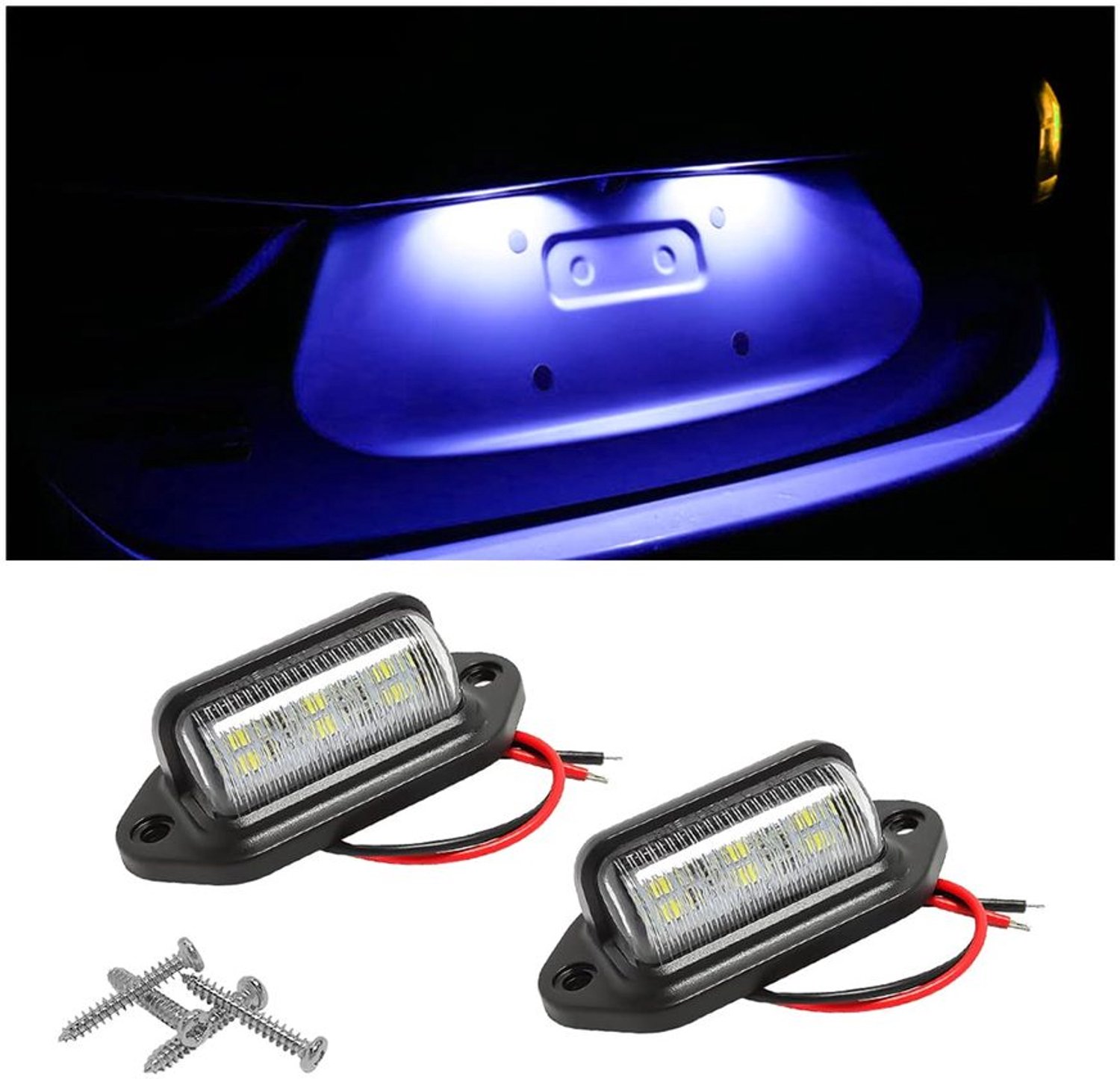 Kentekenplaatverlichting LED - 2 Stuks - Waterdicht - Compatibel met Auto/Camper/Vrachtwagen - Lichtkleur Wit/Blauw - 6000 K - Eenvoudig te Installeren - Nummerplaatverlichting