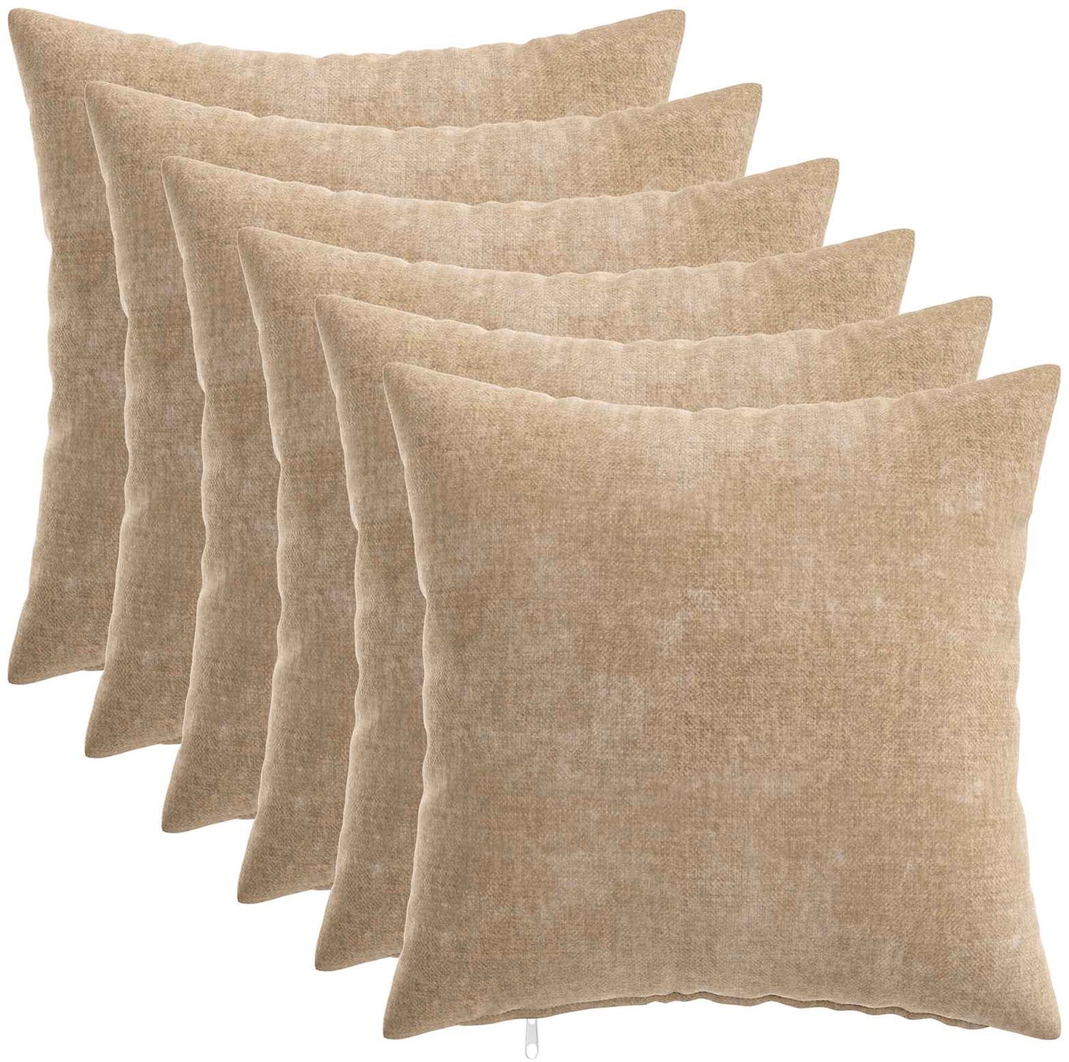 vidaXL Dekenkussen - 6 - st - HEERLEN - Taupe - 30 - x - 30 - cm - Chenille - Stof